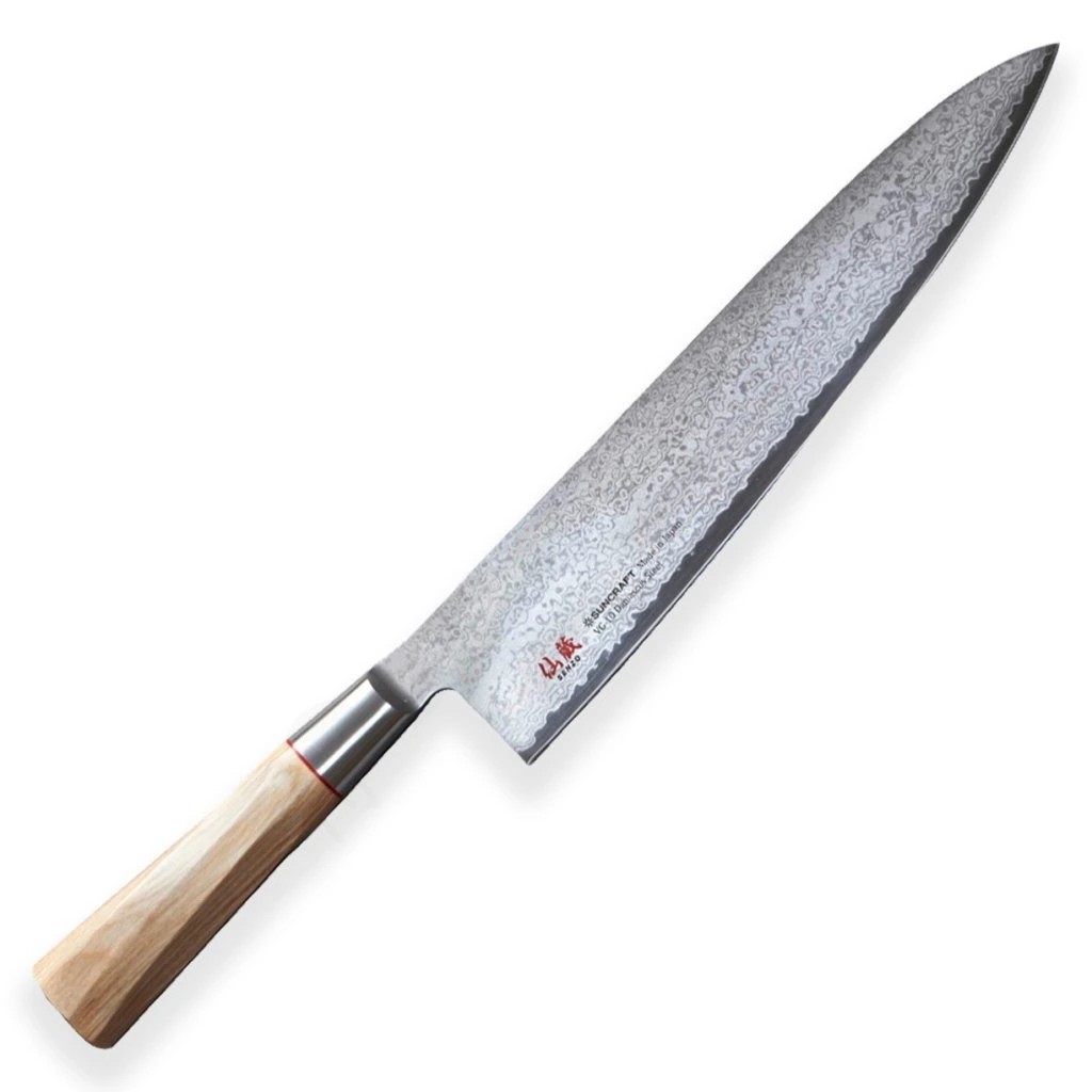 foto Japonsk� n�� Gyuto/Chef 240 mm Suncraft Senzo Twisted Octagon Damascus